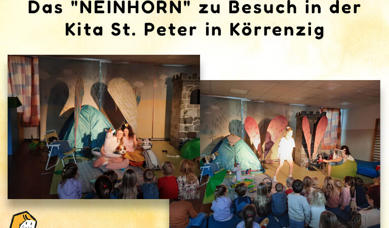 Das „NEINHORN“ zu Besuch in der Kita St. Peter in Körrenzig