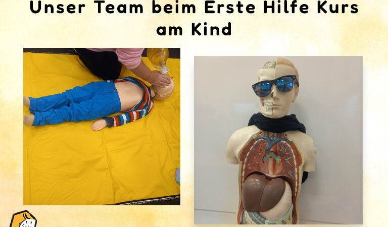 Unser Team beim Erste Hilfe Kurs am Kind
