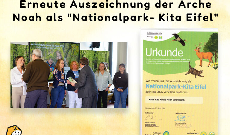 Erneute Auszeichnung der Arche Noah als “Nationalpark- Kita Eifel”